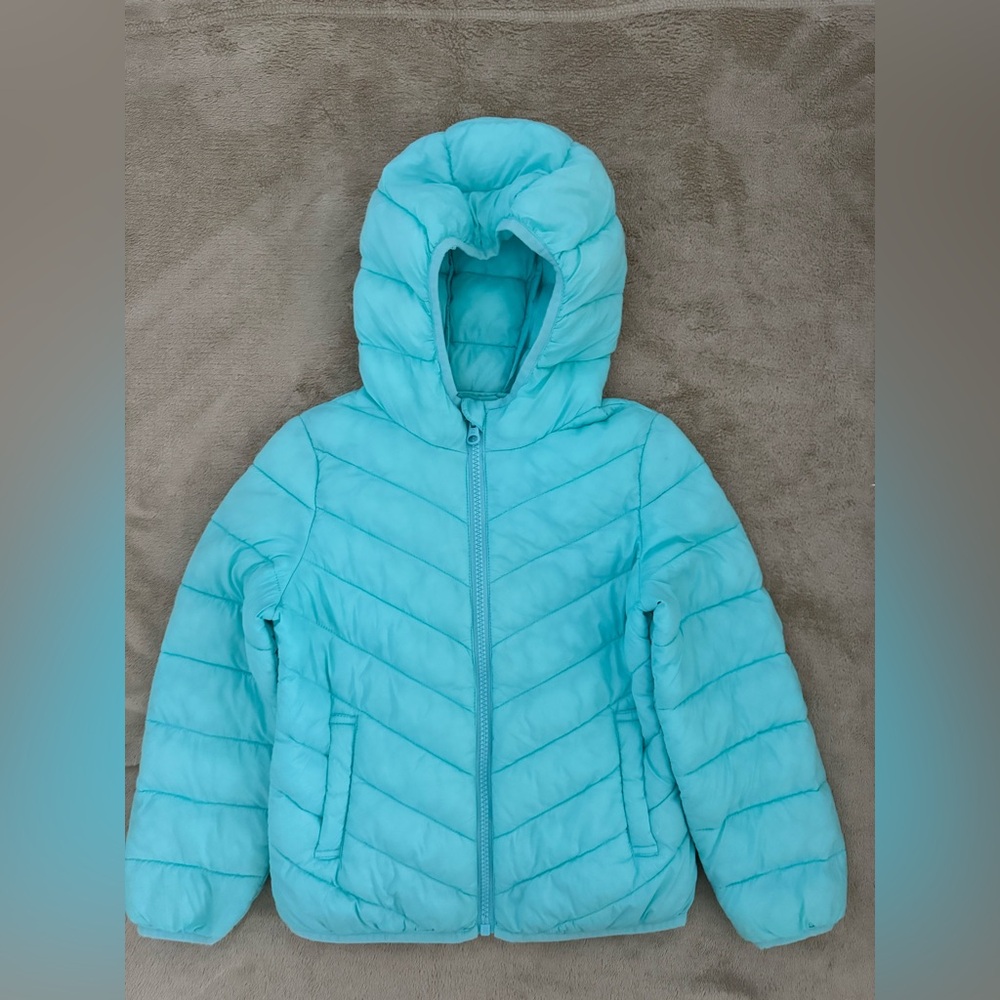 Aqua Puffer Jacket with hood like new